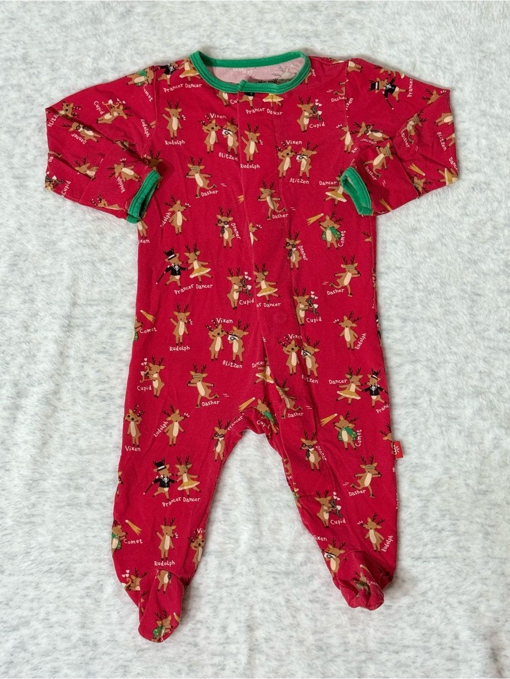 Magnetic Me Christmas Reindeer Footie Sleeper 0-3M Baby Modal Red Holiday